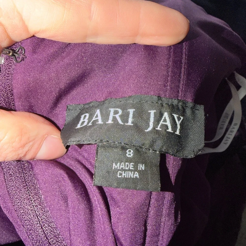 Bari Jay Strapless Gown in Deep Purple Lace size 8 - Picture 3 of 5